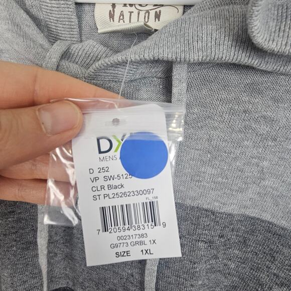 True Nation Pullover Sweater Men XL Black Gray Colorblock Sweater Hooded Sweater - Picture 7 of 9